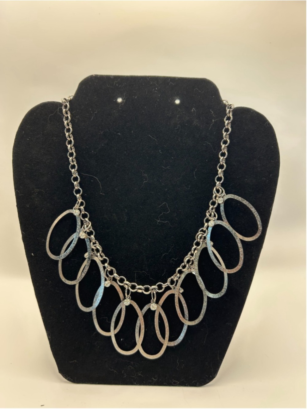Silver Tone Industrial O-Ring Lariat‎ Necklace Minimalist Chunky Chain Y2K Goth